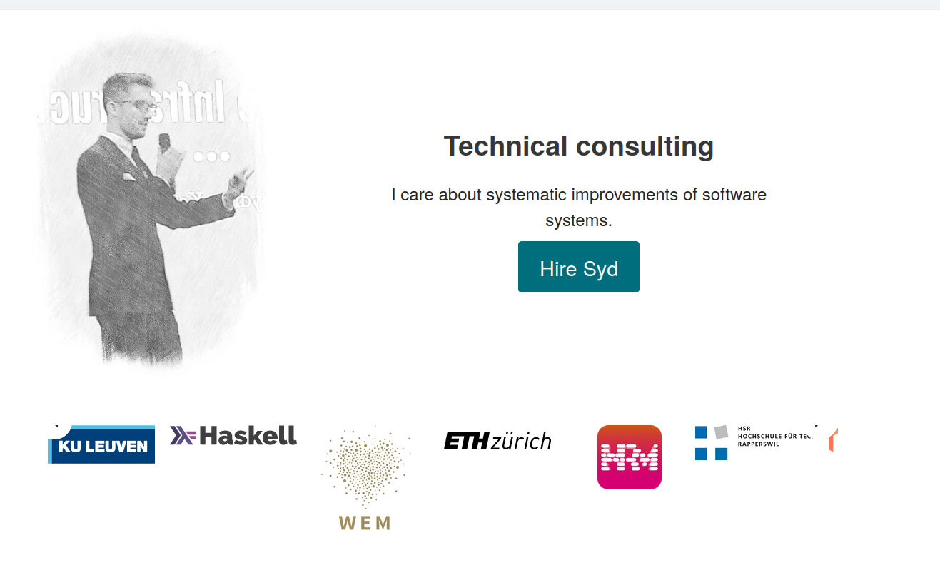 The technical consulting landing page at the end of 2021