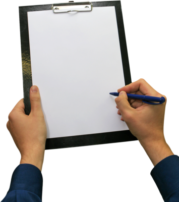 A clipboard with paper